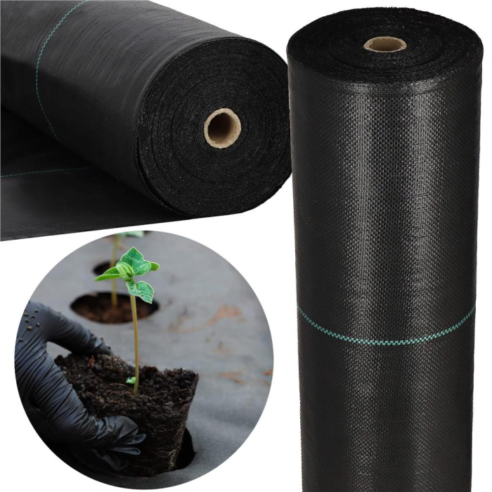 Folie agrotextil, mulcire, antiburuieni, filtru UV, 100 x 0.8metri, 90g/m2, negru [21]