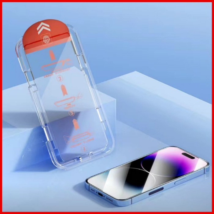 Folie de Protectie cu Instalare Rapida, , pentru Apple iPhone 15 Pro, Tempered Glass Easy Tool, Full Cover, Protectie Difuzor, HD, Margini Negre, Transparent [4]