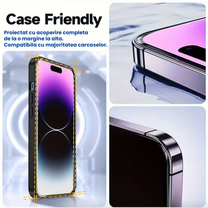 Folie de Protectie pentru Apple iPhone 14, , Sticla Securizata 3D, High Definition pentru Ecran complet, Anti Zgirieturi, Anti bule, Transparenta [4]
