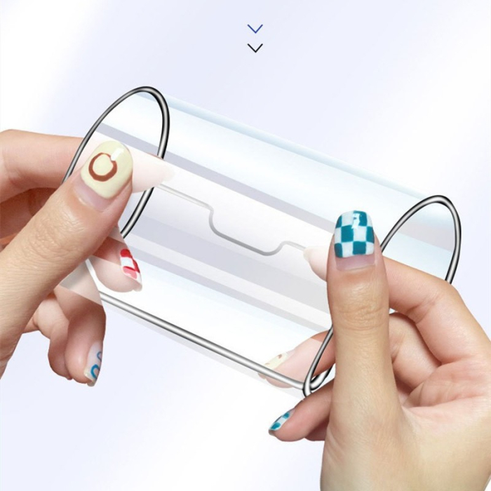 Folie de Protectie, , pentru iPhone 15, Full Cover, Ceramics 9D, Anti-soc, Anti-amprenta, Margini Negre, Transparent [6]