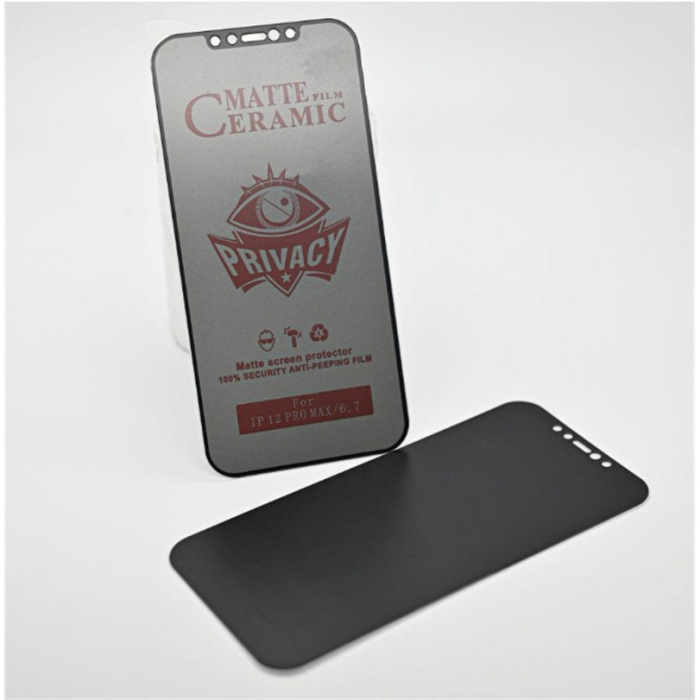 Folie de Protectie, , pentru iPhone 15 Plus, Matte Ceramic Privacy, 9H, Confidentialitate 30°, Anti-Soc, Negru Transparent [5]