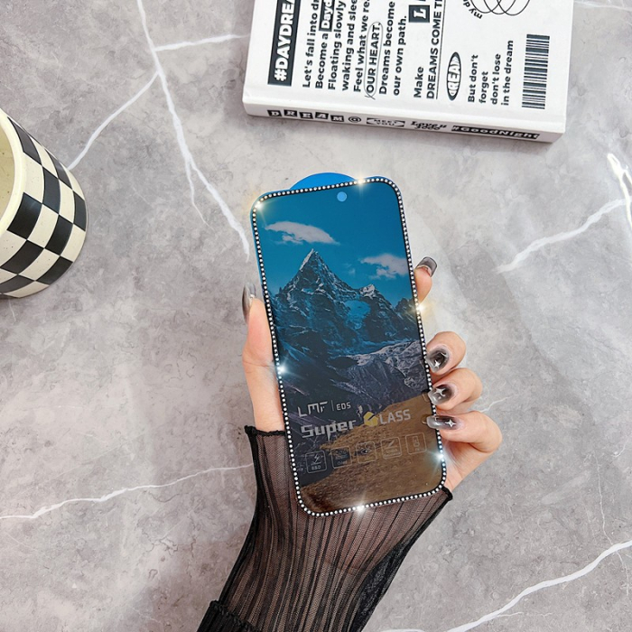 Folie de Protectie, , pentru iPhone 15 Plus, Privacy Tempered Glass cu Pietricele, ESD, HD, Transparent [5]