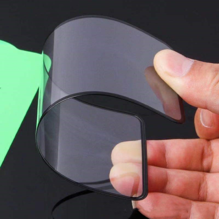 Folie de Protectie, , pentru iPhone 15 Pro Max, Full Cover, Ceramics 9D, Anti-soc, Anti-amprenta, Margini Negre, Transparent [3]