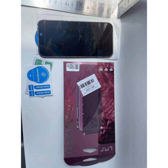 Folie de Protectie, , pentru iPhone 15 Pro, Privacy Tempered Glass cu Pietricele, ESD, HD, Transparent [7]