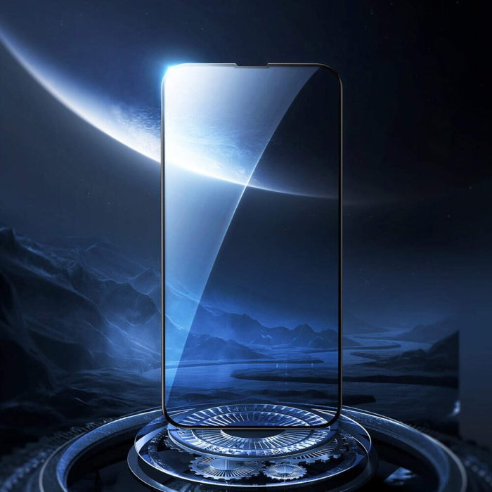 Folie de Protectie, , pentru iPhone 15, Tempered Glass 6D, Full Cover, Margini Negre, Transparent [4]