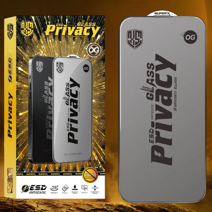 Folie de Protectie pentru Oppo A80, , Sticla Securizata ESD Antistatica, Super-X Privacy OG, Margini Negre, 0.30 mm, Transparent Inchis [2]