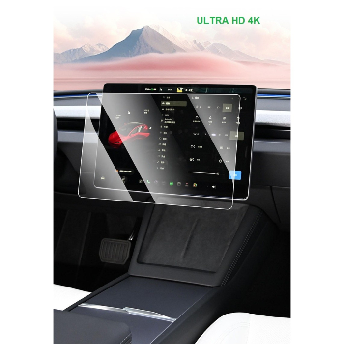 Folie de Sticla Securizata, , Compatibila cu Tesla Model 3 / Tesla Model Y, Ecran Frontal, Anti Blue-Ray, 4K Ultra HD, Anti-amprenta, 2.5D, Transparent [9]