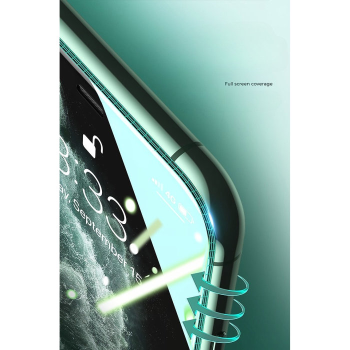 Folie de Sticla Securizata pentru Apple iPhone 15 Pro, , Lumina Verde Anti-Blue Ray, Auto-Aplicare, Protectie Completa 9D, Verde [10]