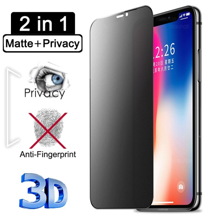 Folie protectie pentru iPhone 14 Pro Max, Sticla securizata, temperata, duritate 9H, Privacy Matte 360, Transparenta, Protectie Completa [5]