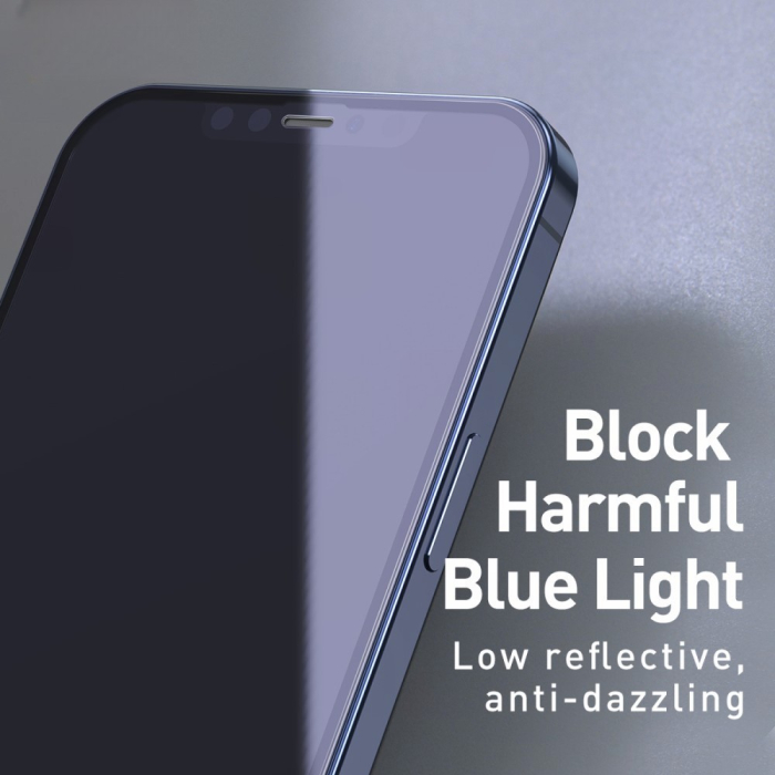 Folie protectie pentru iPhone 14 Pro, Sticla securizata, temperata, duritate 9H, Privacy 360 Anti-Blue Ray, Transparenta, Protectie Completa [6]