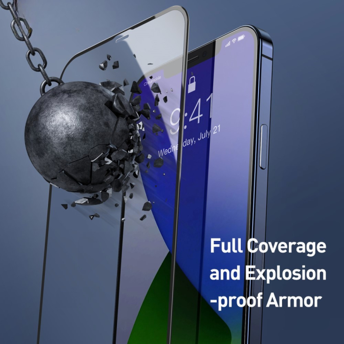 Folie protectie pentru iPhone 14, Sticla securizata, temperata, duritate 9H, Privacy 360 Anti-Blue Ray, Transparenta, Protectie Completa [5]