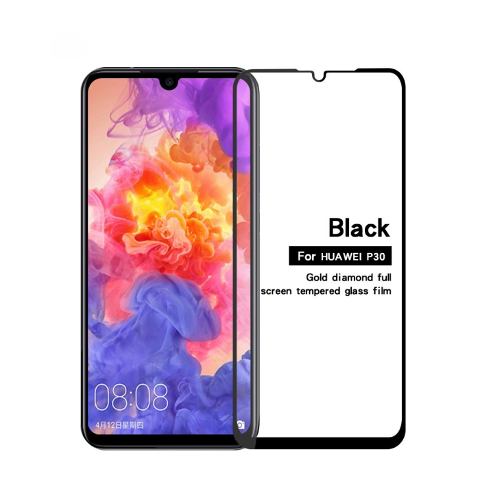Folie Sticla ® compatibila cu Huawei Ascend P30 111D Negru [2]