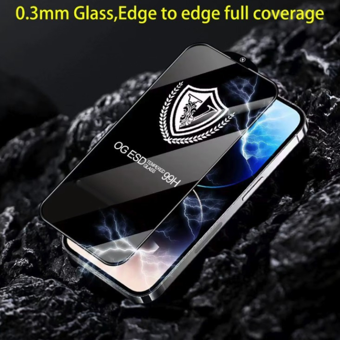 Folie Sticla Securizata, , compatibila cu Apple iPhone 15 Pro, Sticla, Super HD Glass, Anti-static, Margini Negre, 99H OG, Transparent [5]