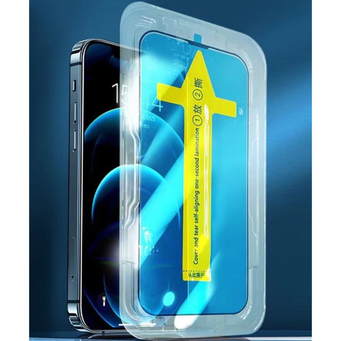 Folie sticla securizata cu sistem de montare usor si rapid pentru Apple iPhone 11 / XR, Transparent cu margini negre [2]