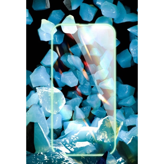 Folie Sticla Securizata , Luminous, compatibila cu Apple iPhone 14, Margine fosforescenta verde [5]