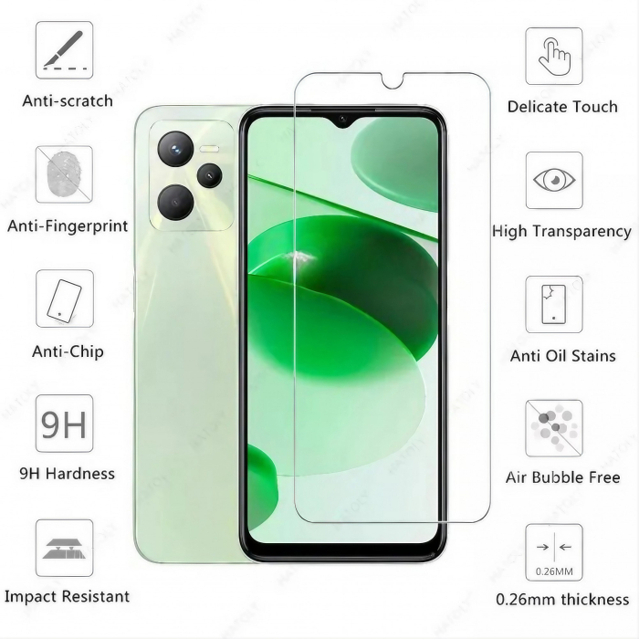 Folie Sticla Securizata, , Pentru Realme C53, Full Glue, Margini Negre, Transparent [4]