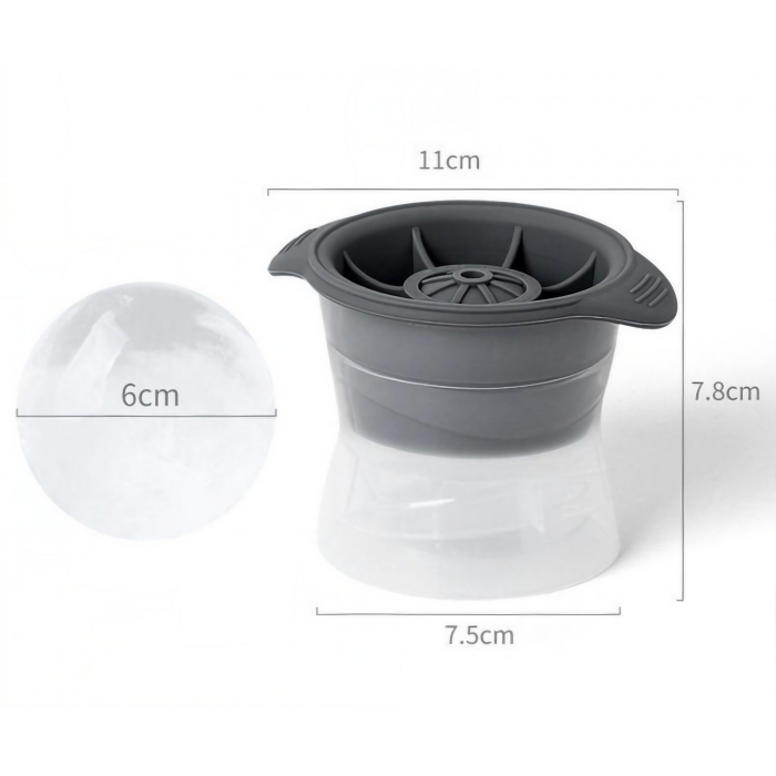Forma cub de gheata, , rotund, Polipropilena/Silicon, 11x7.5x7.8 cm, Gri [5]