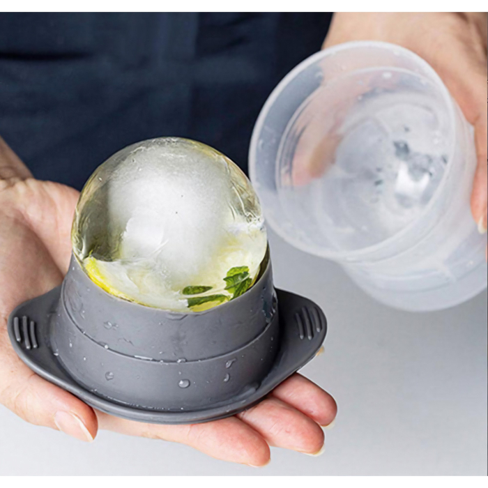 Forma cub de gheata, , rotund, Polipropilena/Silicon, 11x7.5x7.8 cm, Gri [3]