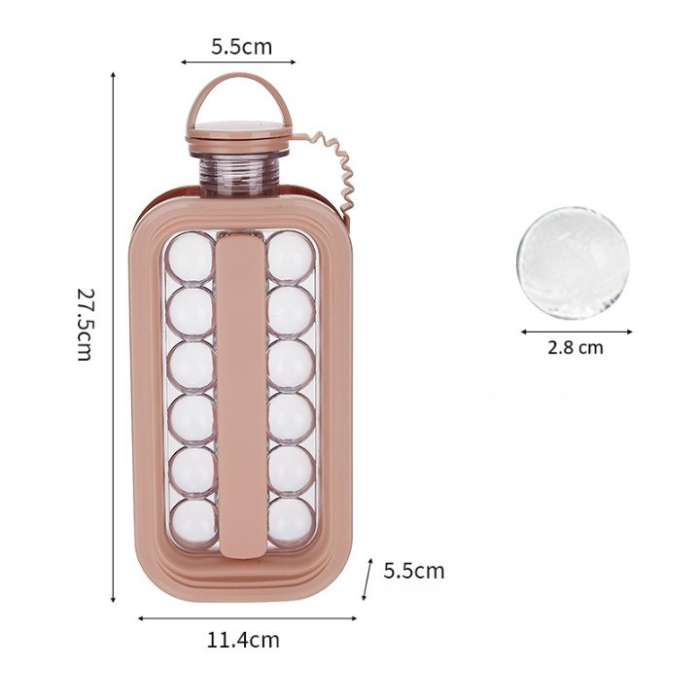 Forma pentru Gheata 2 in 1 Portabila, , sub Forma de Sticla, Sfere, Diametru 3 cm, Multifunctional, 17 Bilute, 27.5 x 11.4 x 5.5 cm, Culoare Roz Pal [6]