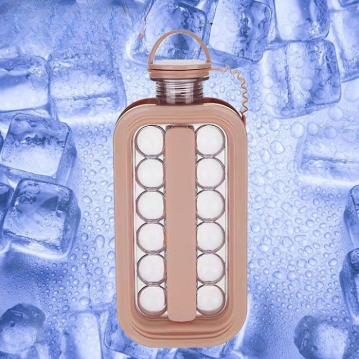 Forma pentru Gheata 2 in 1 Portabila, , sub Forma de Sticla, Sfere, Diametru 3 cm, Multifunctional, 17 Bilute, 27.5 x 11.4 x 5.5 cm, Culoare Roz Pal [4]