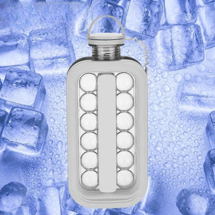 Forma pentru Gheata 2 in 1 Portabila, , Tavita sub Forma de Sticla, Diametru 3 cm, Multifunctional, 17 Bilute de Gheata, 27.5 x 11.4 x 5.5 cm, Culoare Alb [5]