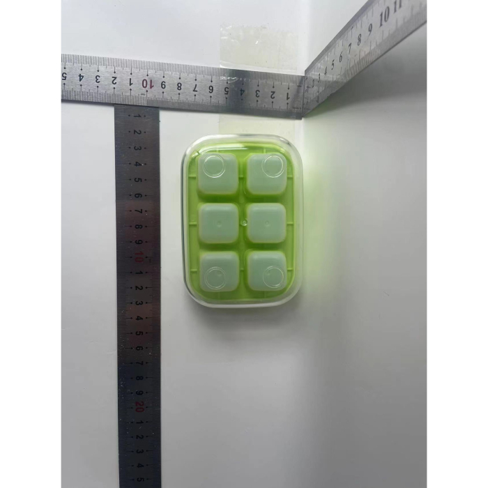 Forma pentru gheata cu presa , din silicon alimentar, 6 cuburi, caserola pentru depozitare, usor de folosit si curatat, 10.5 x 7.5 x 4.1 cm, verde [9]