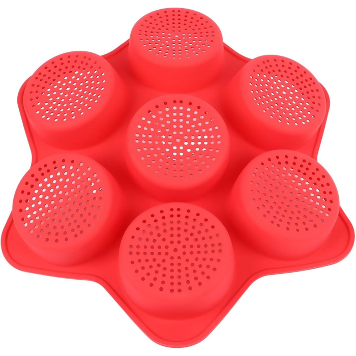 Forme de Silicon pentru Copt, , 7 Forme Rotiunde, pentru Burgeri si Prajituri, 38.5 x 4 cm, Rosu [3]