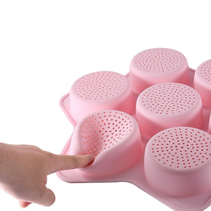 Forme de Silicon pentru Copt, , 7 Forme Rotiunde, pentru Burgeri si Prajituri, 38.5 x 4 cm, Roz [4]