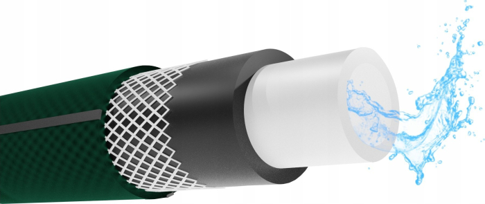 Furtun gradina armat Premium, 1/2&quot; diametru, 50 m, protectie UV, 8 bar presiune, 4 straturi, verde [2]