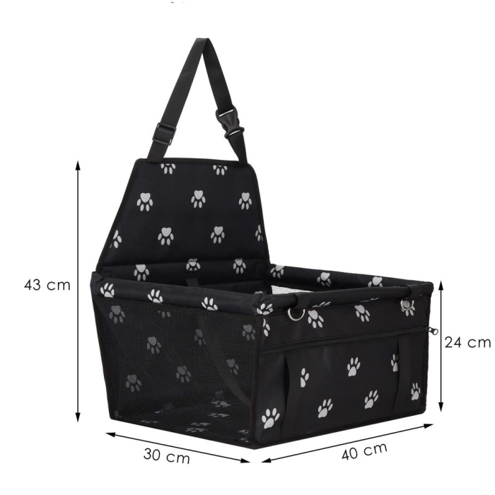 Geanta auto de transport animale de companie, caini si pisci, negru, 40x43x30cm [18]