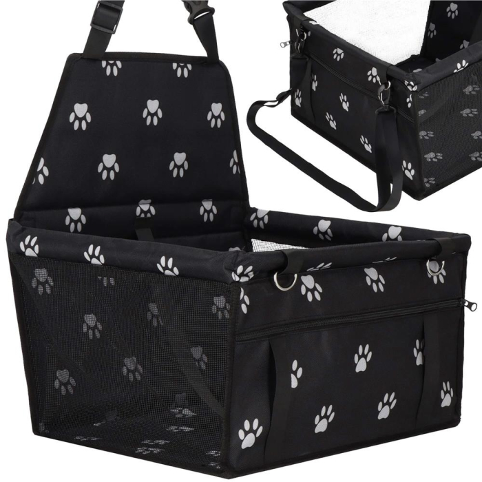 Geanta auto de transport animale de companie, caini si pisci, negru, 40x43x30cm [12]