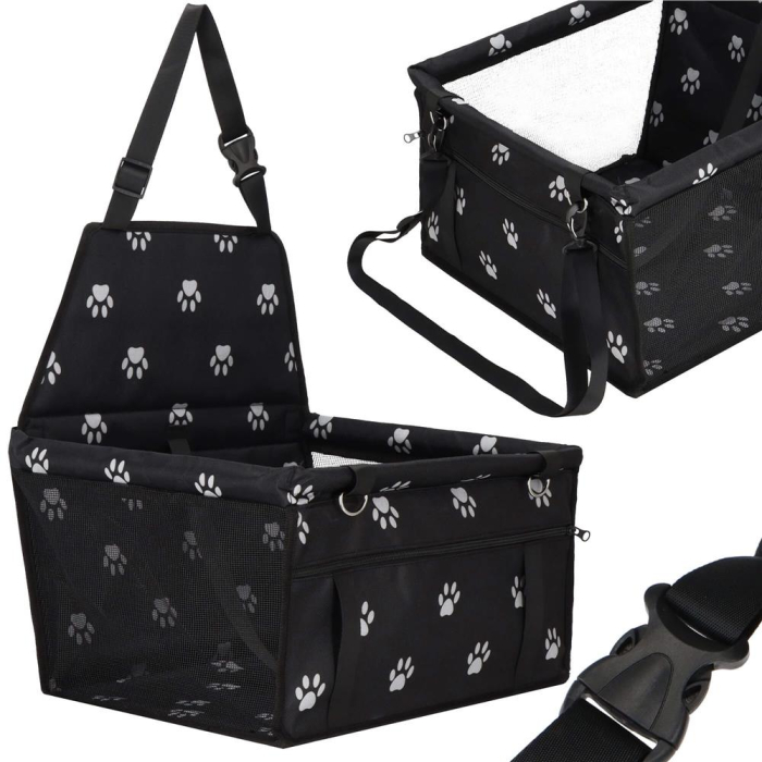 Geanta auto de transport animale de companie, caini si pisci, negru, 40x43x30cm [15]
