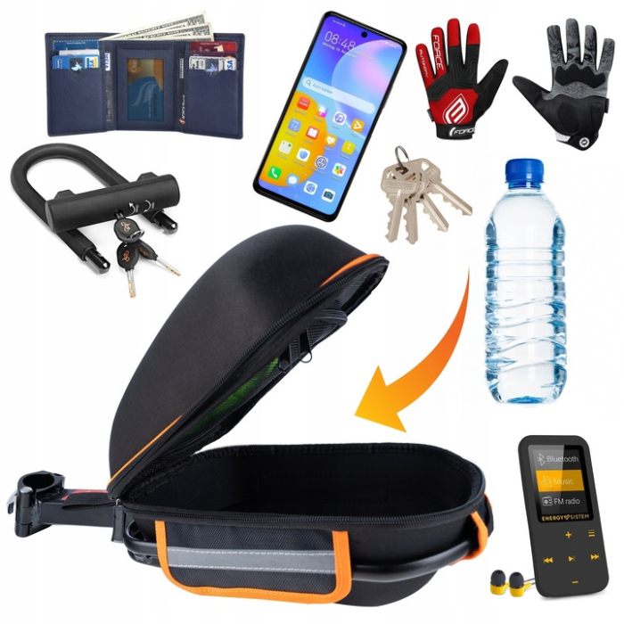 Geanta bicicleta cu prindere pe portbagaj tija sa 28x19x17 cm, 10L, poliester, borseta spate cu suport aluminiu, negru [5]