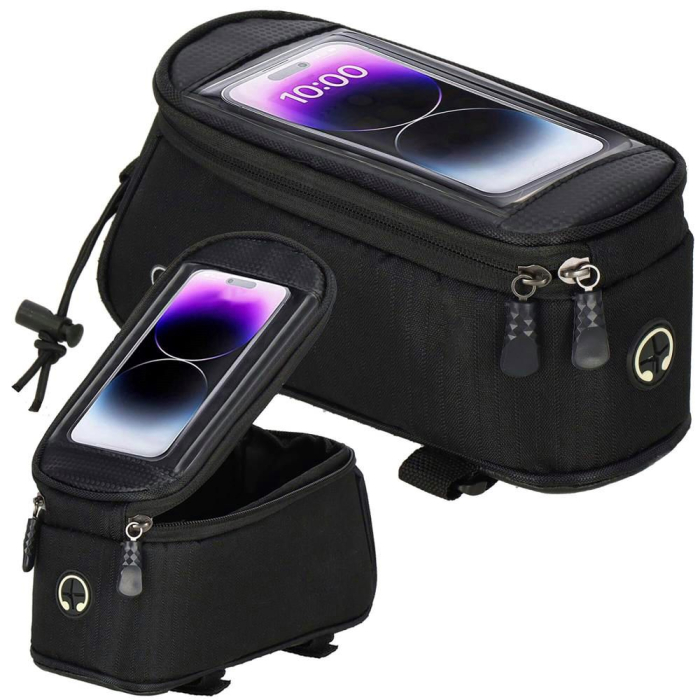 Geanta bicicleta impermeabila, cu buzunar pentru telefon, 19x10x10cm, negru [13]
