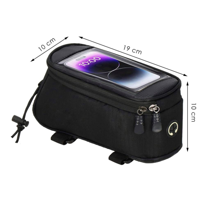 Geanta bicicleta impermeabila, cu buzunar pentru telefon, 19x10x10cm, negru [2]