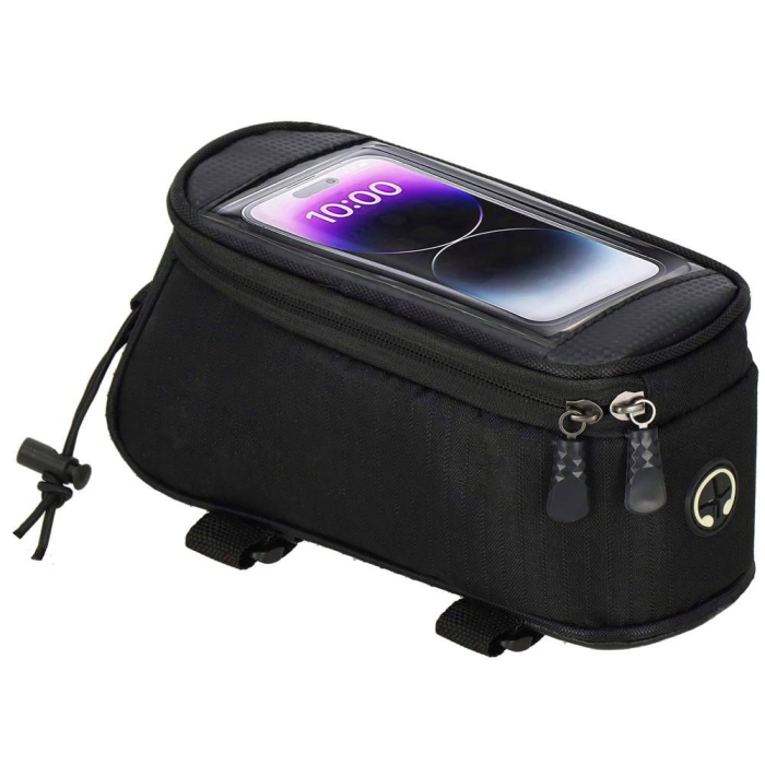 Geanta bicicleta impermeabila, cu buzunar pentru telefon, 19x10x10cm, negru [12]