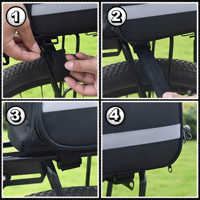 Geanta bicicleta spate 32x17x28 cm, 30L, extensibila, poliester impermeabil, cu elemente reflectorizante, negru [6]