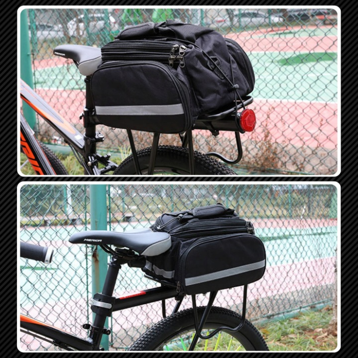 Geanta bicicleta spate 32x17x28 cm, 30L, extensibila, poliester impermeabil, cu elemente reflectorizante, negru [15]