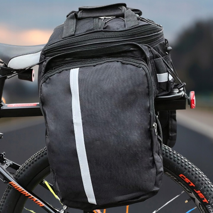 Geanta bicicleta spate 32x17x28 cm, 30L, extensibila, poliester impermeabil, cu elemente reflectorizante, negru [5]