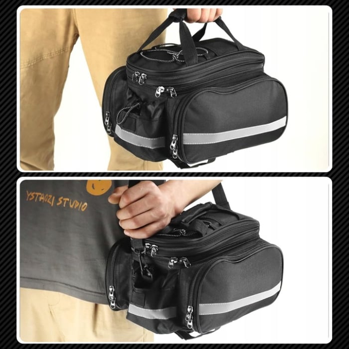 Geanta bicicleta spate 32x17x28 cm, 30L, extensibila, poliester impermeabil, cu elemente reflectorizante, negru [12]