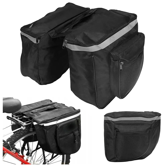 Geanta bicicleta spate 34x12x32 cm, 20L, poliester impermeabil, prindere pe portbagaj, negru [9]
