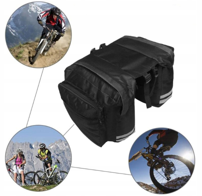 Geanta bicicleta spate 34x12x32 cm, 20L, poliester impermeabil, prindere pe portbagaj, negru [13]