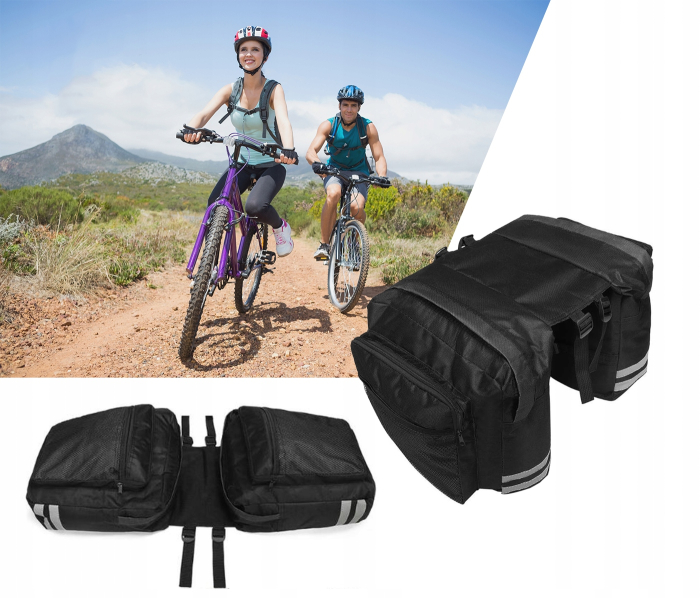 Geanta bicicleta spate 34x12x32 cm, 20L, poliester impermeabil, prindere pe portbagaj, negru [12]