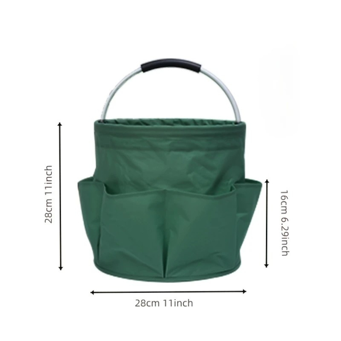 Geanta Cos pentru Scule de 17L, , Buzunare Exterioare, Cos de Picnic Portabil, Cos pentru Plaja, Cos pentru Curatenie, din Material Oxford 600 D, 28 x 28 x 28 cm, Verde [4]
