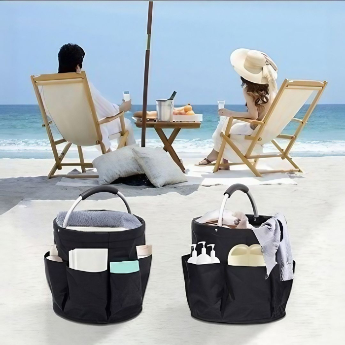 Geanta Cos pentru Scule de 17L, , Buzunare Exterioare, Cos de Picnic Portabil, Cos pentru Plaja, Cos pentru Curatenie, din Material Oxford 600 D, 28 x 28 x 28 cm, Negru [2]