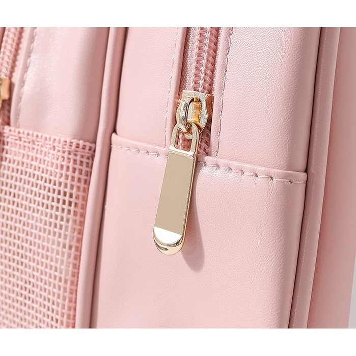 Geanta Cosmetice de Voiaj, , Dubla Compartimentare, Impermeabila, Translucida Mata, 35 x 22 x 15 cm, Roz [6]