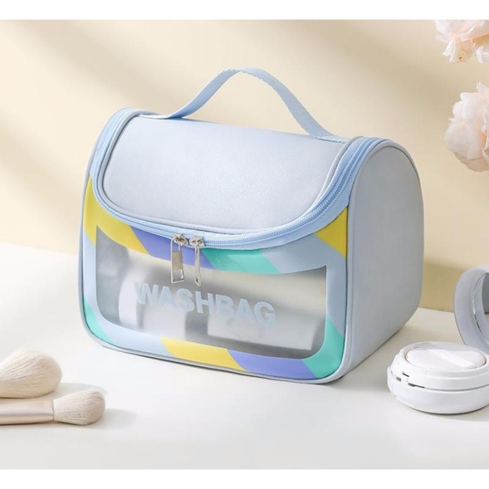 Geanta Cosmetice de Voiaj , Impermeabila, Translucida Mata, 22 x 16 x 14 cm, Albastru [2]