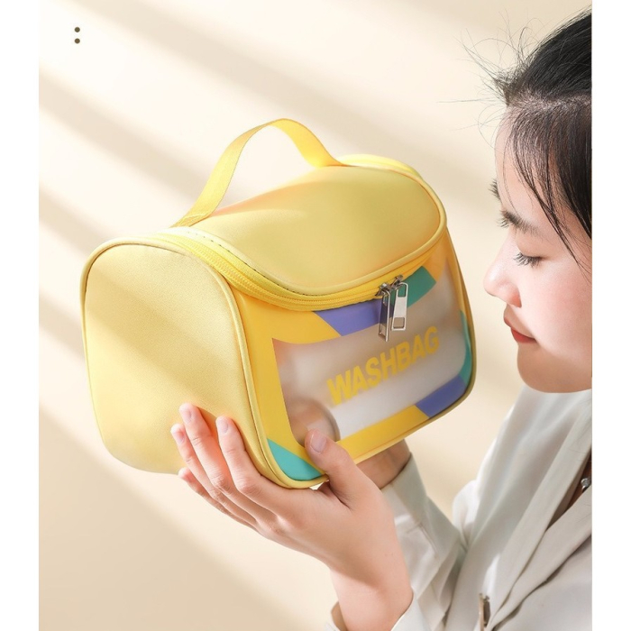 Geanta Cosmetice de Voiaj , Impermeabila, Translucida Mata, 22 x 16 x 14 cm, Galben [8]