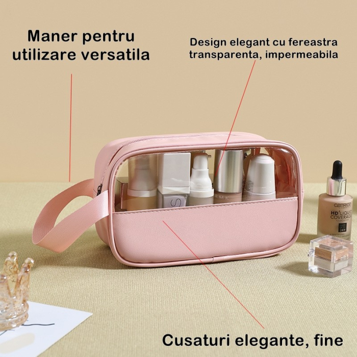 Geanta cosmetice , pentru voiaj sau organizare, 22 x 12 x 8 cm, roz [5]