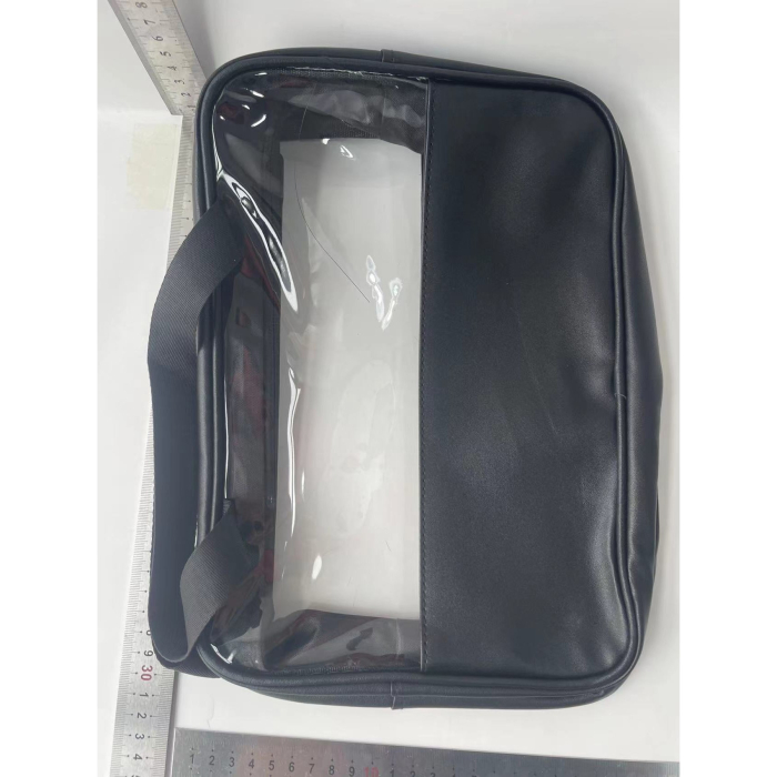 Geanta cosmetice , pentru voiaj sau organizare, material PVC/textil, impermeabila, portabila, 30X21X12 cm, negru [7]